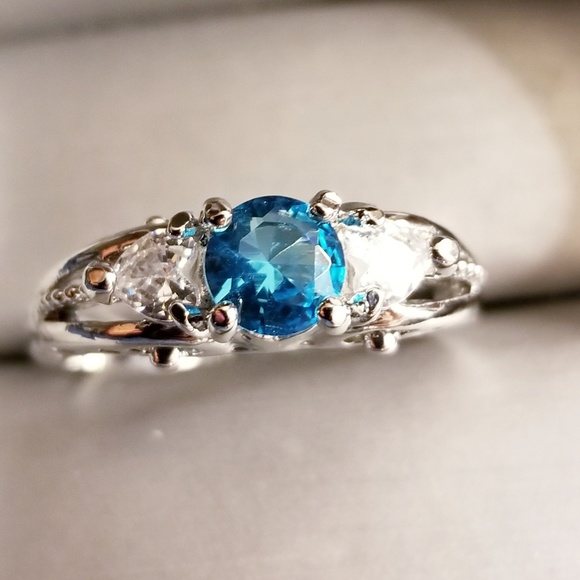 Luxury Brand Jewelry - 2CT Blue Topez with White Sapphire Sterling Silver